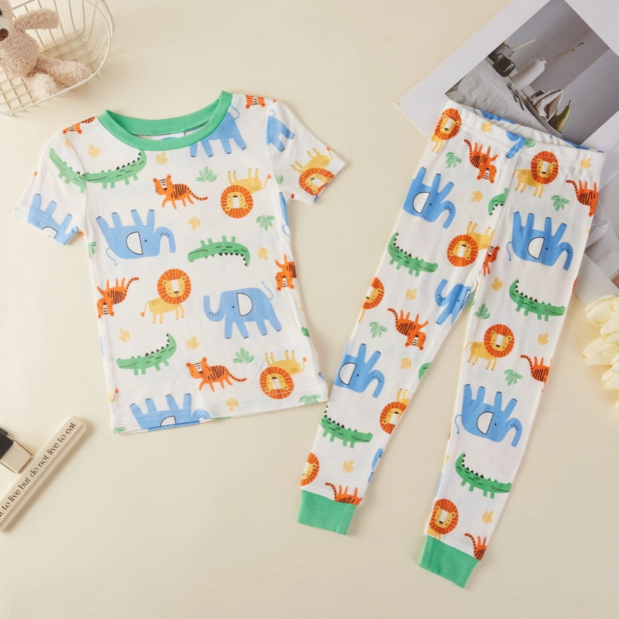 95% Viscose from Bamboo Safari Animals Kids Pajama Pants Set