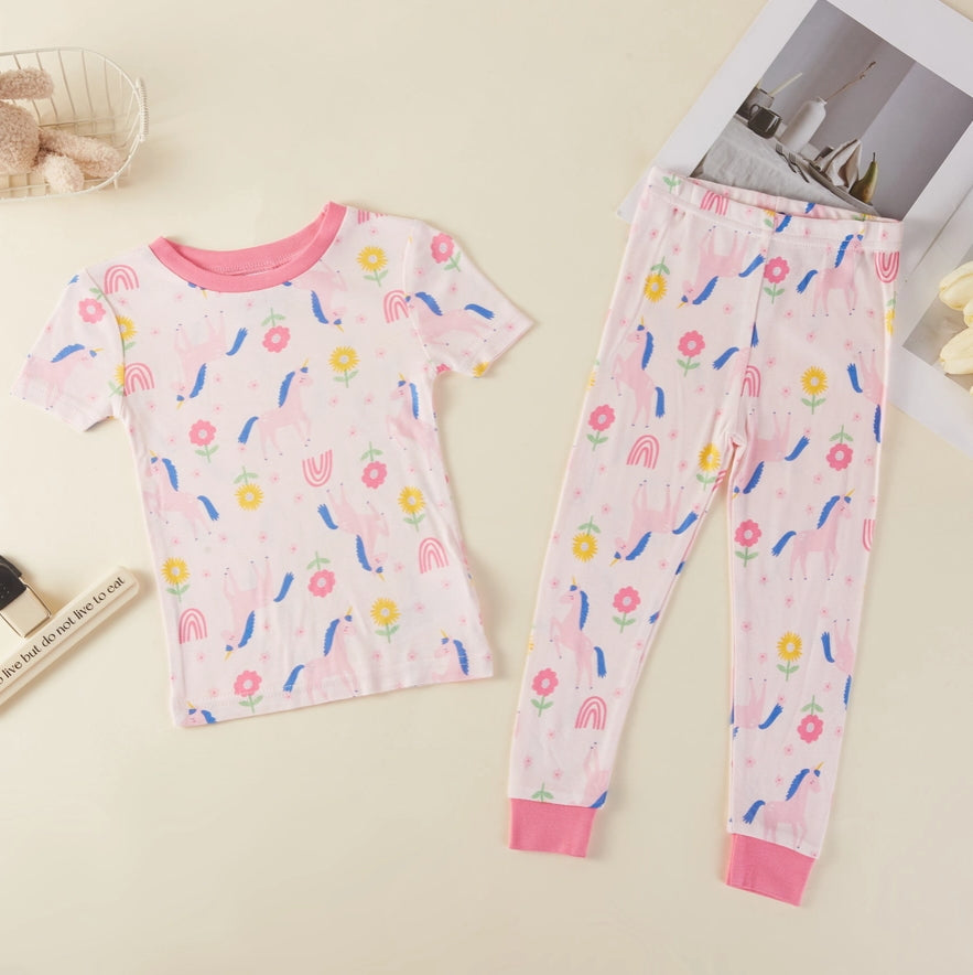 95% Viscose from Bamboo Unicorn Flower Kids Pajama Pants Set