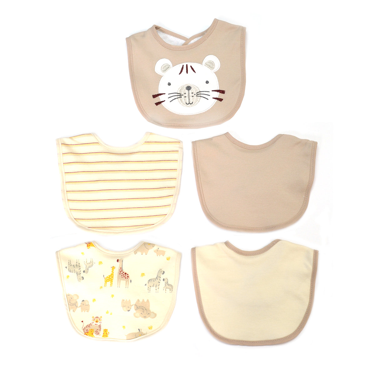 5 Pack Soft Cotton Poly Embroidered Baby Bibs