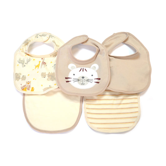 5 Pack Soft Cotton Poly Embroidered Baby Bibs