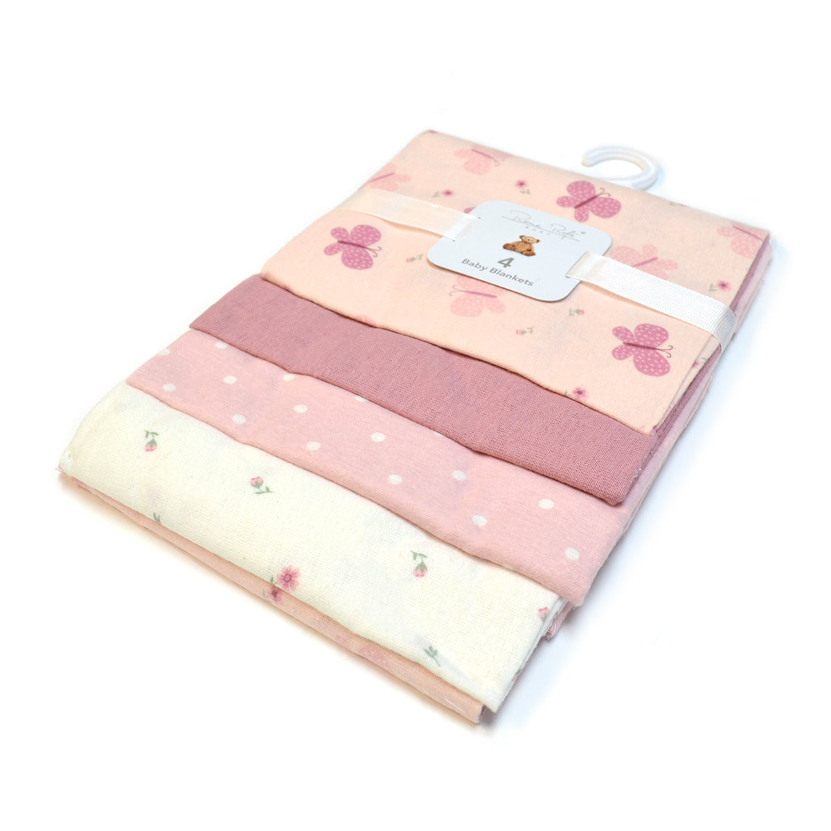100% Cotton Rene Rofe 4-Pack Flannel Receiving Baby Blankets