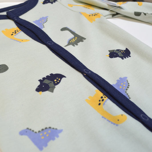 Dinosaurs Pattern Zipper Footie Pajamas Romper