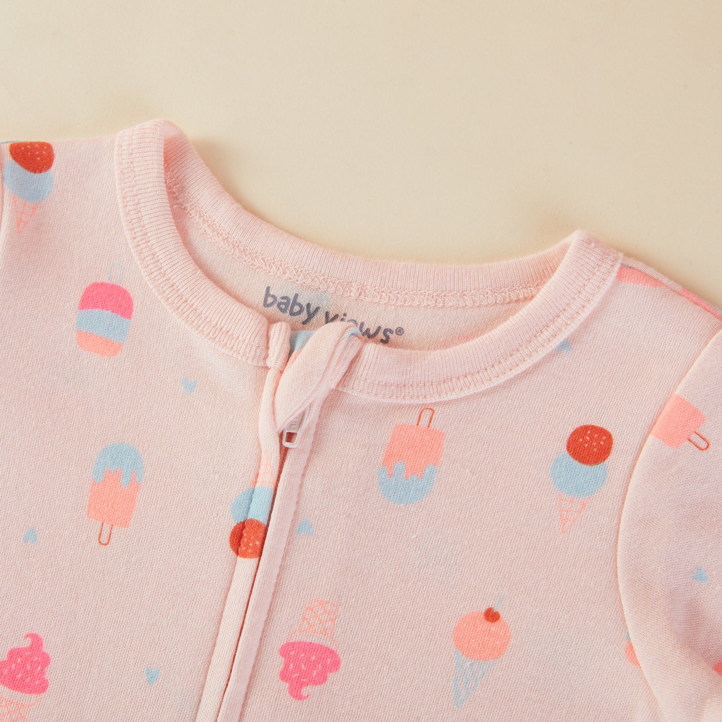 Ice Cream Pattern Zipper Footie Pajamas Romper
