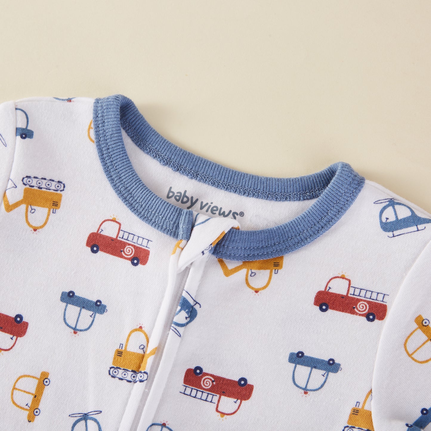 Car Pattern Zipper Footie Pajamas Romper