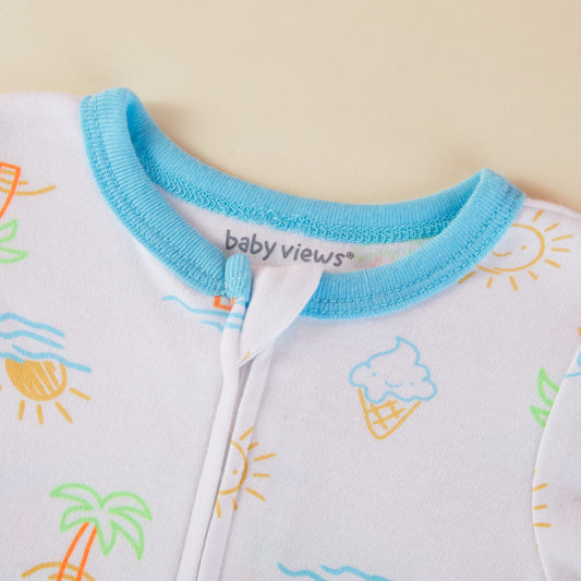 Summer Day Pattern Zipper Footie Pajamas Romper