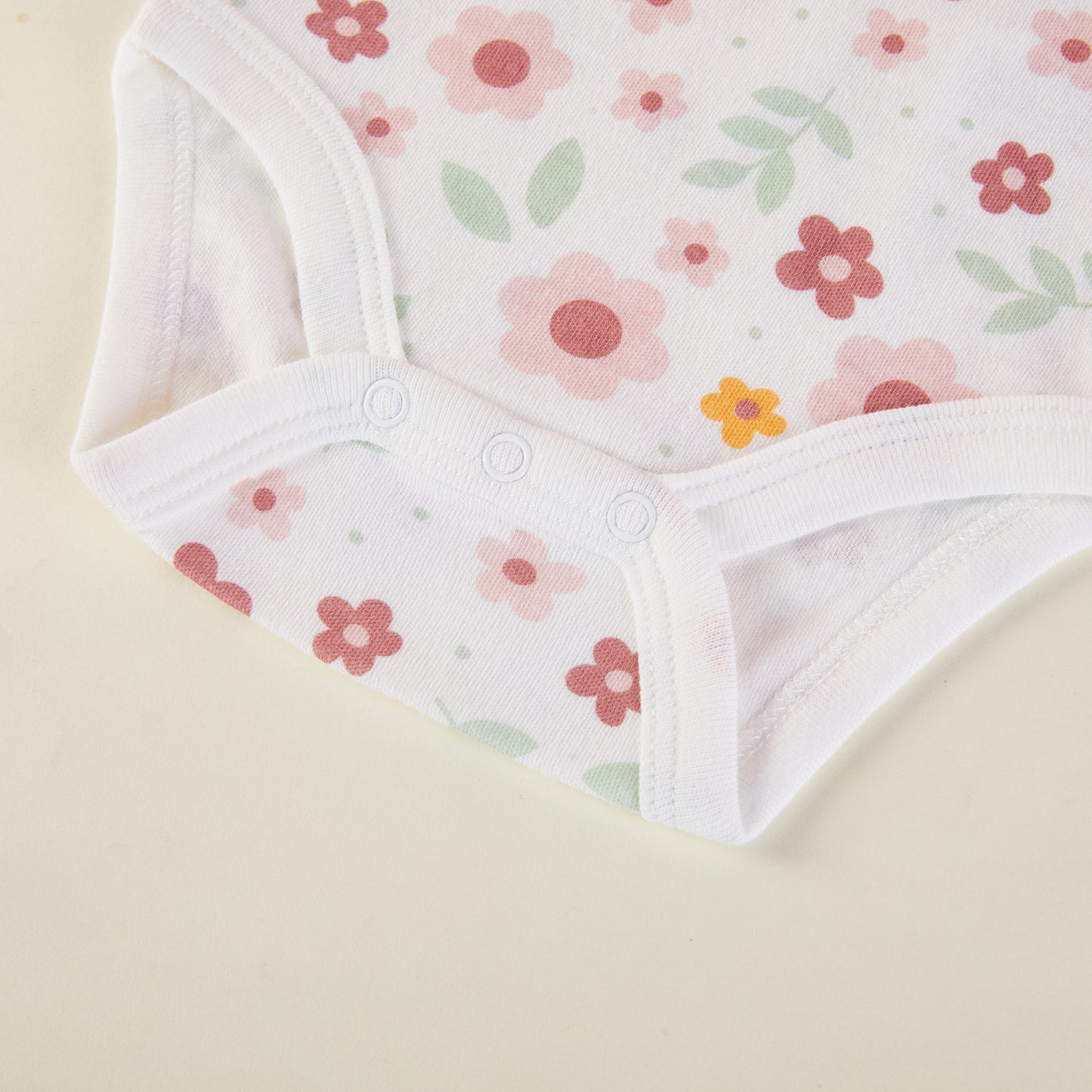 Baby Flower Pattern Bodysuits, Pack of 3