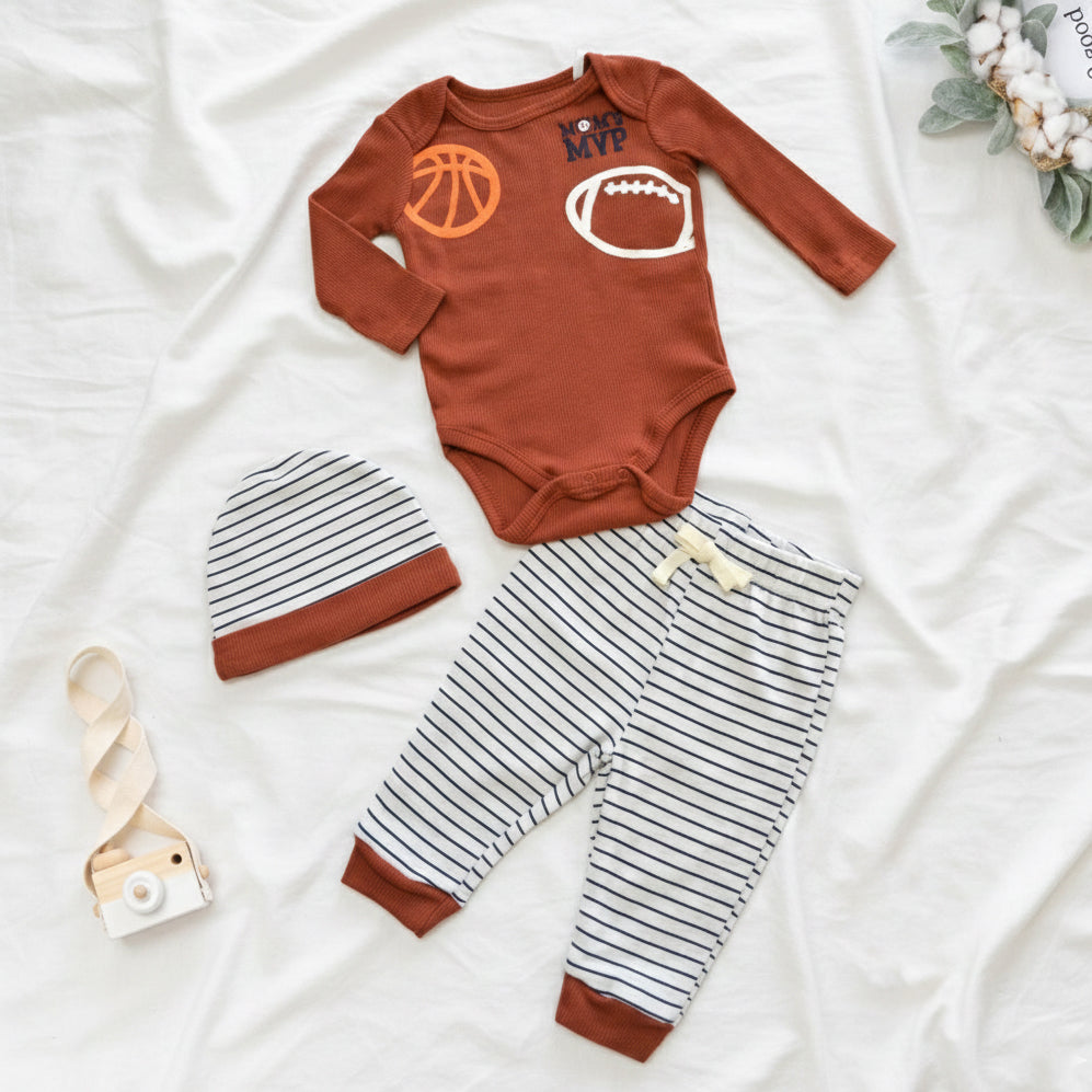 Baby 3pcs Chenille Applique Bodysuit Hat Pants Set