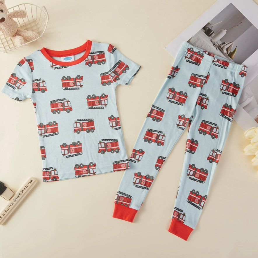 95% Viscose from Bamboo Fire Engine Bamboo Kids Pajama Set
