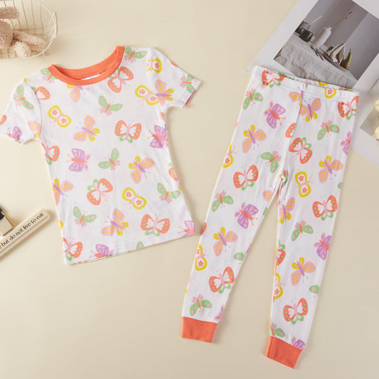 Butterfly Bamboo Short Sleeve Kids Pajama Pants Set