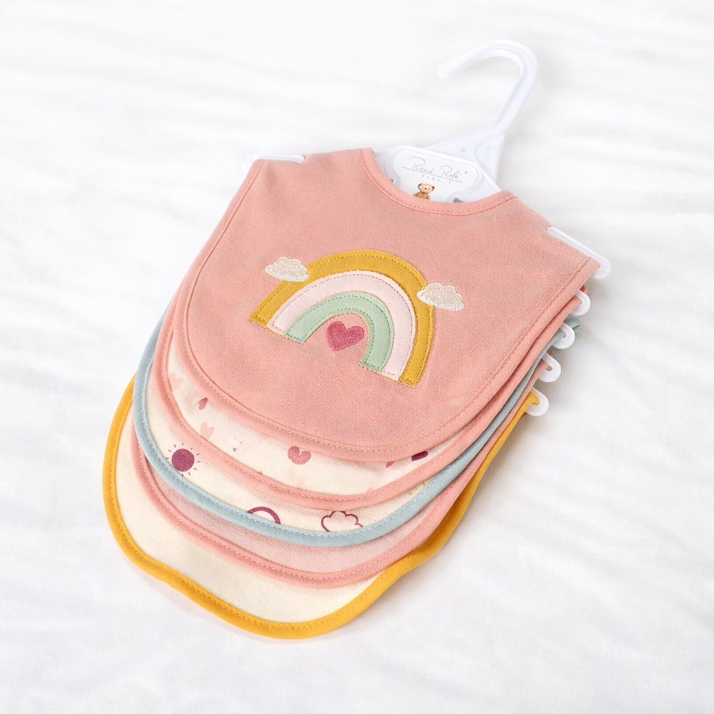 5 Pack Soft Cotton Poly Embroidered Baby Bibs