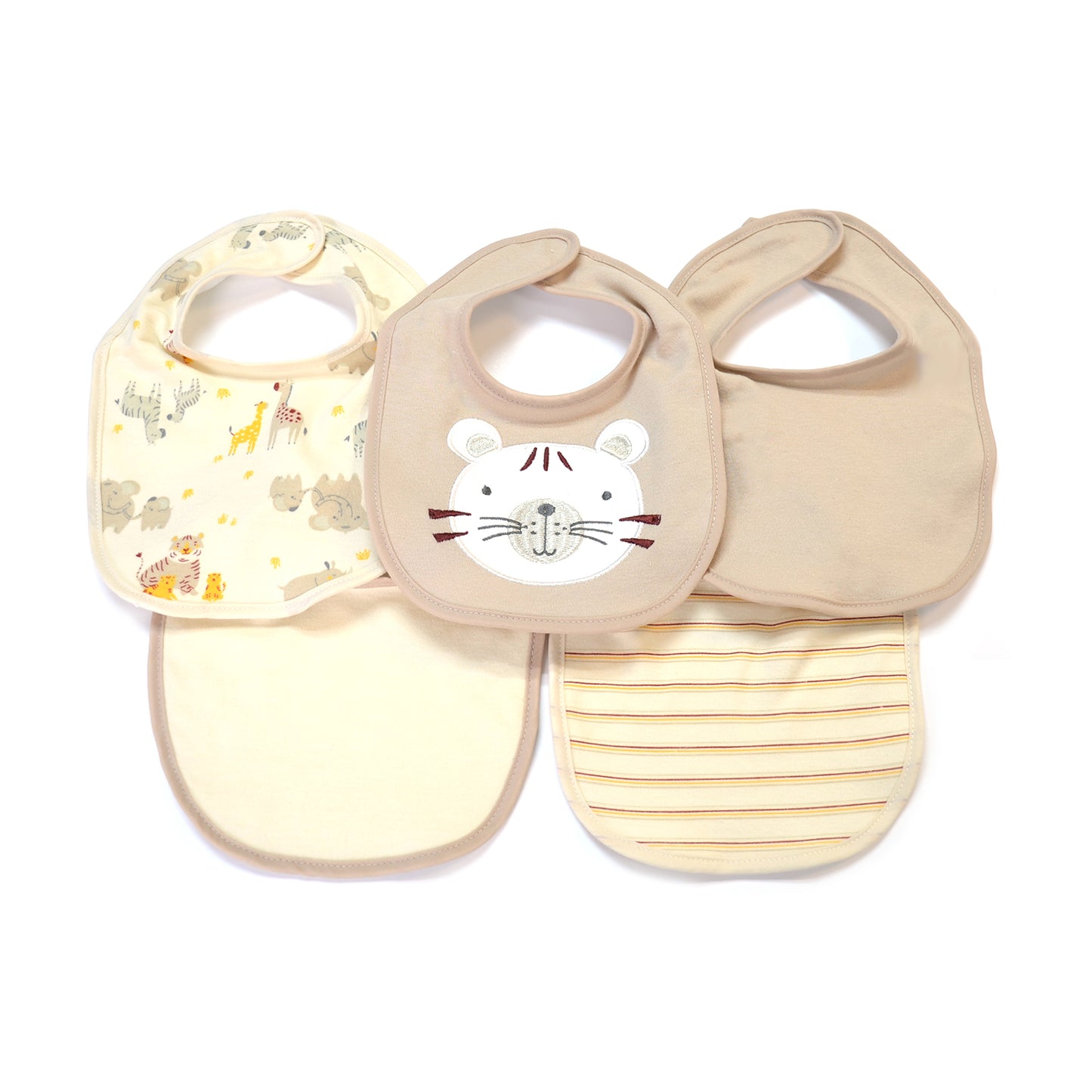 5 Pack Soft Cotton Poly Embroidered Baby Bibs