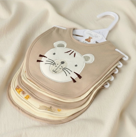 5 Pack Soft Cotton Poly Embroidered Baby Bibs