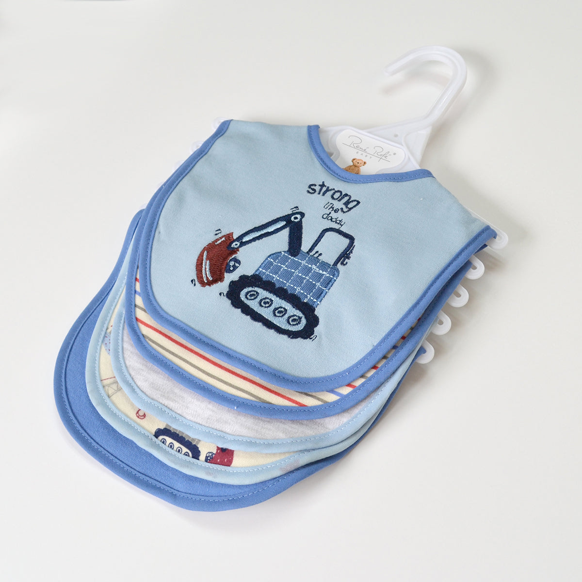 5 Pack Soft Cotton Poly Embroidered Baby Bibs