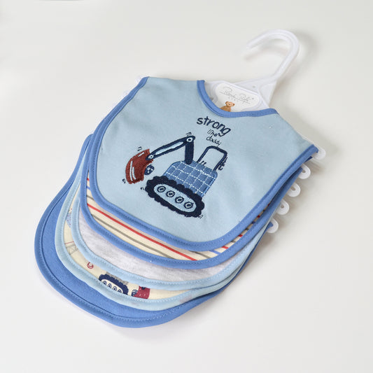 5 Pack Soft Cotton Poly Embroidered Baby Bibs