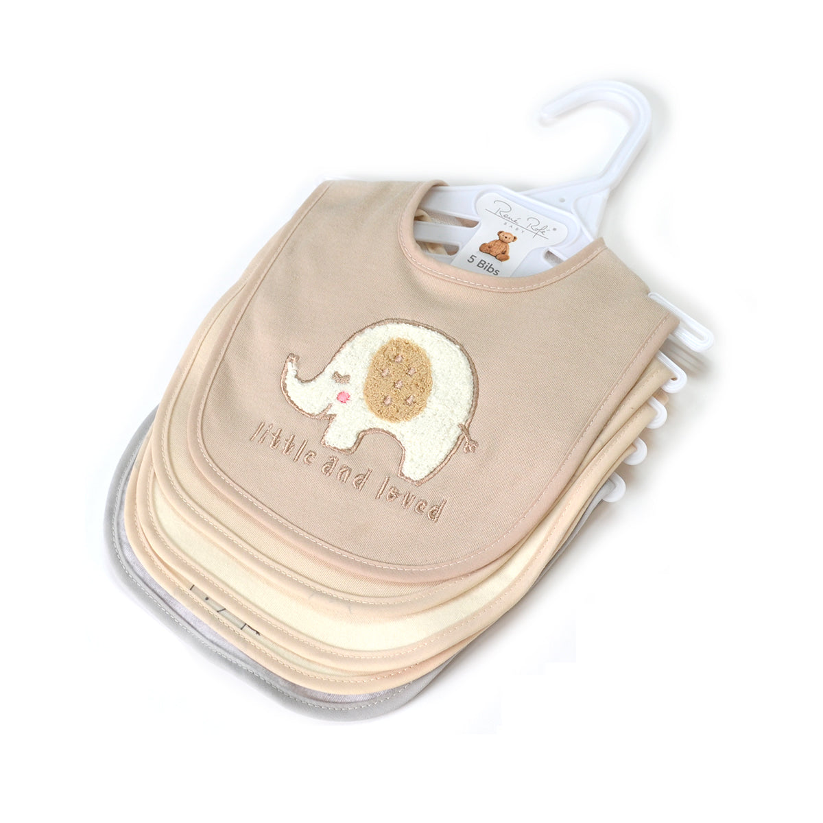 5 Pack Soft Cotton Poly Embroidered Baby Bibs