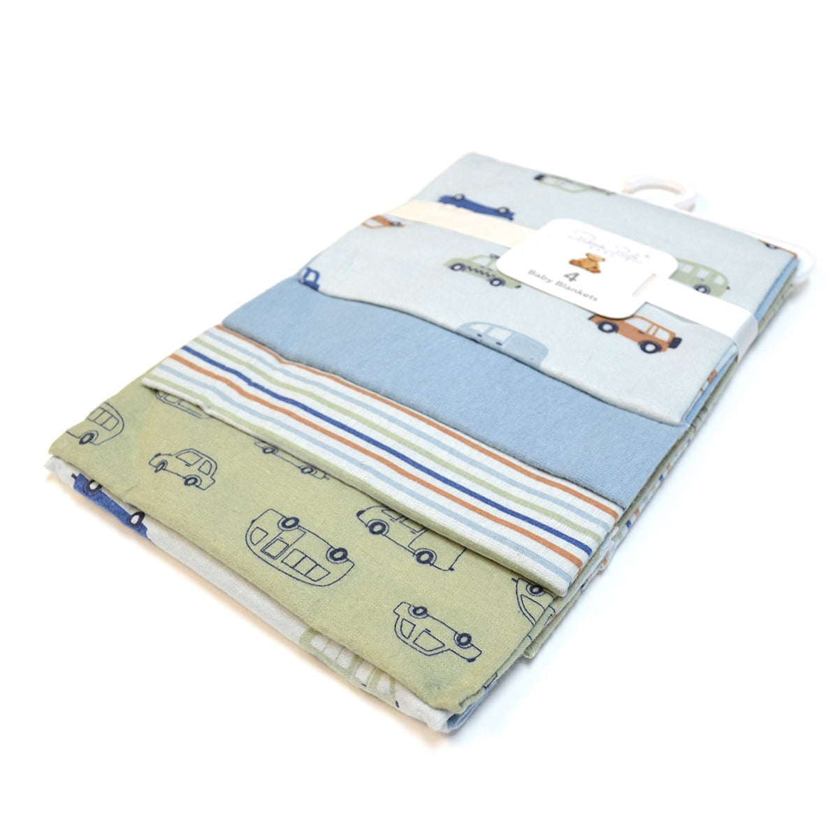 100% Cotton Rene Rofe 4-Pack Flannel Receiving Baby Blankets