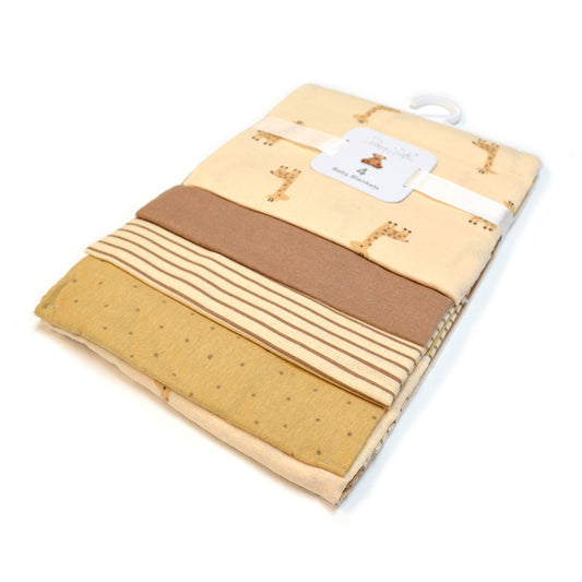 100% Cotton Rene Rofe 4-Pack Flannel Receiving Baby Blankets