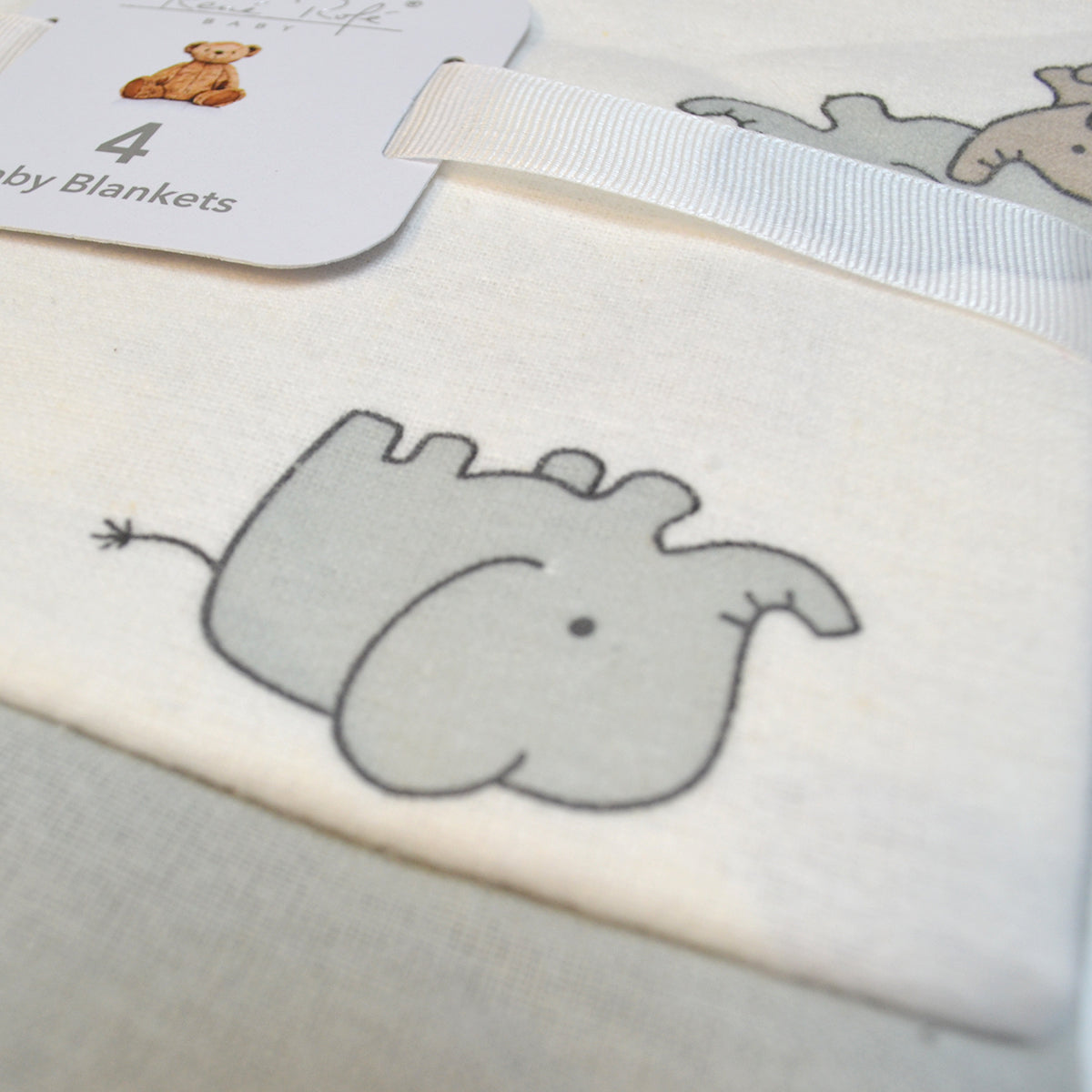 100% Cotton Rene Rofe 4-Pack Flannel Receiving Baby Blankets