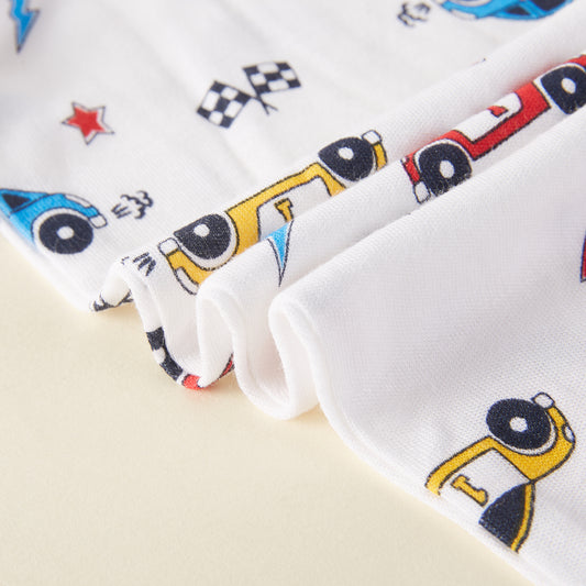 Racing Cars Bamboo Short Sleeve Kids Pajama Pants Set