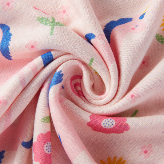 Unicorn & Flower Bamboo Short Sleeve Kids Pajama Pants Set