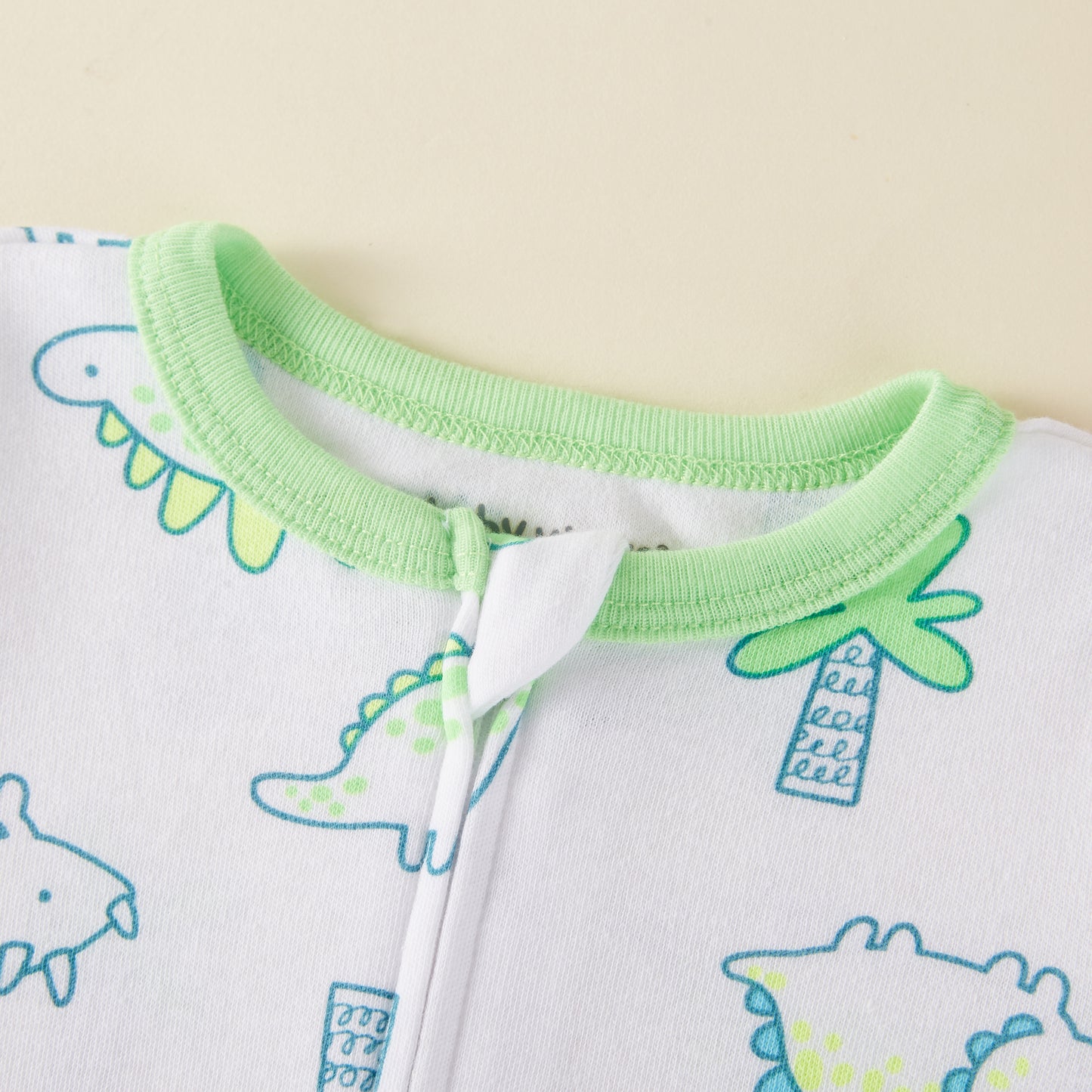 Dinosaur & Tree Zipper Footie Pajamas Romper