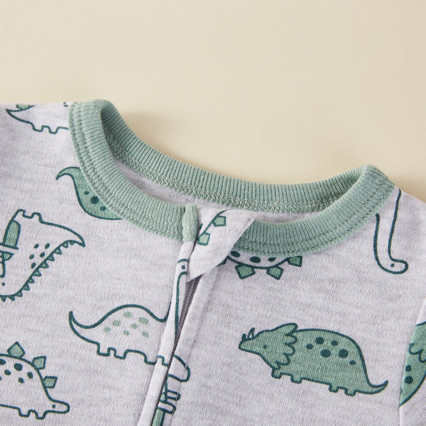 Dinosaur Pattern Zipper Footie Pajamas Romper