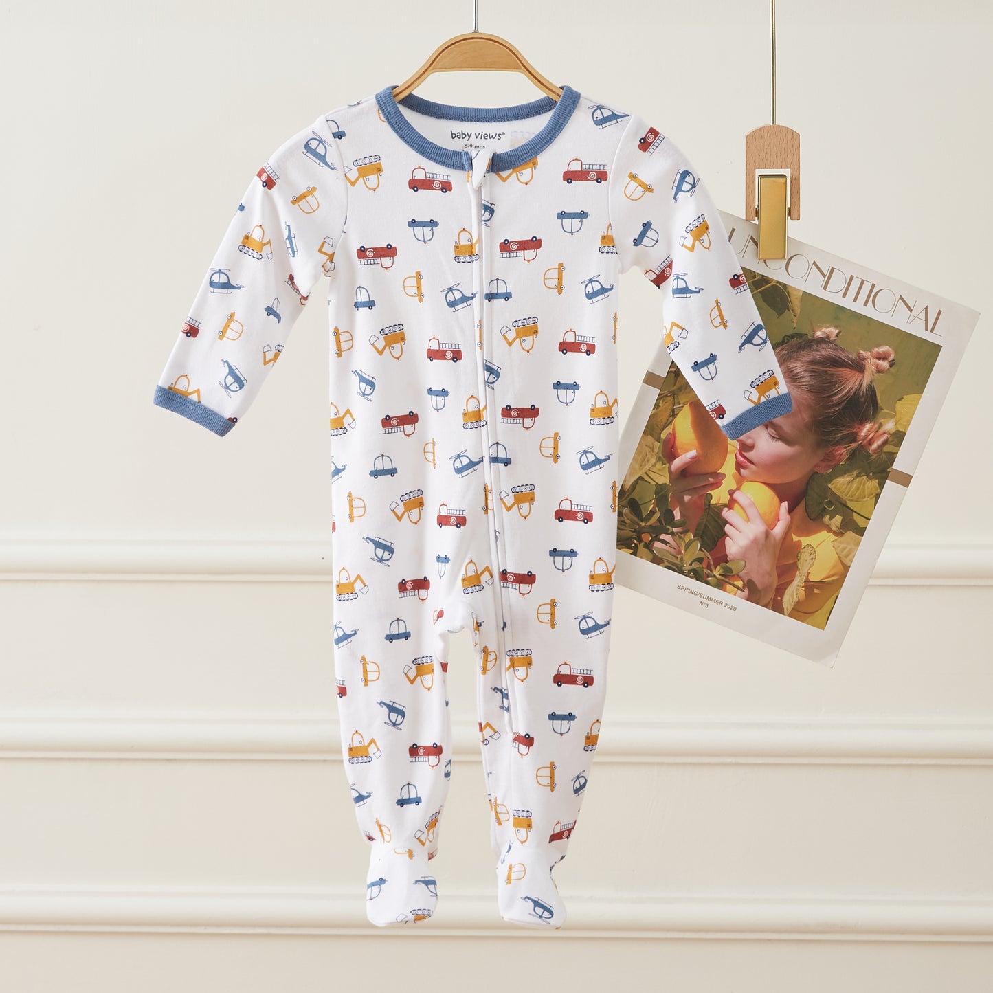 Car Pattern Zipper Footie Pajamas Romper
