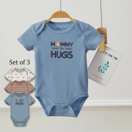 Pack of 3 Baby Bear Mommy Hugs Pattern Bodysuits