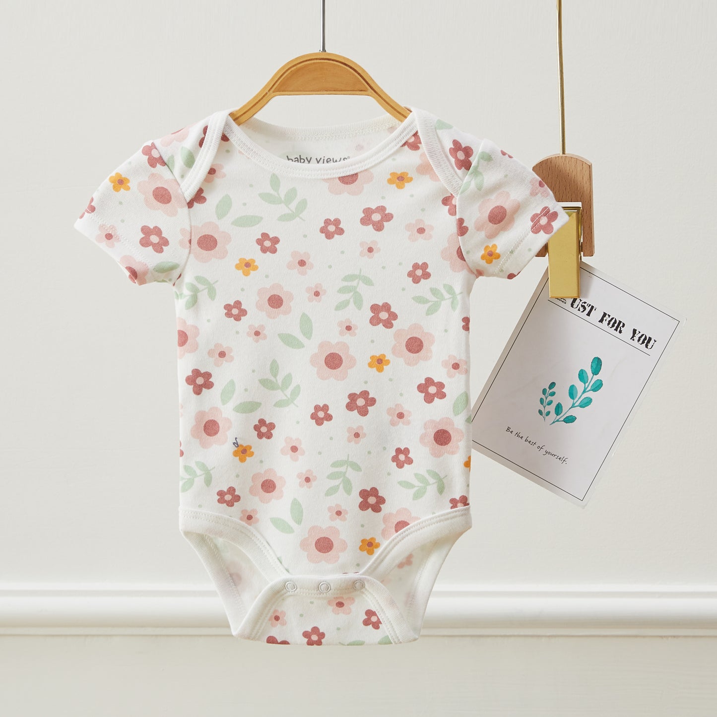 Baby Flower Pattern Bodysuits, Pack of 3