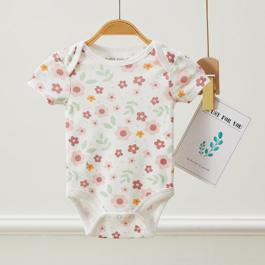 Baby Flower Pattern Bodysuits, Pack of 3