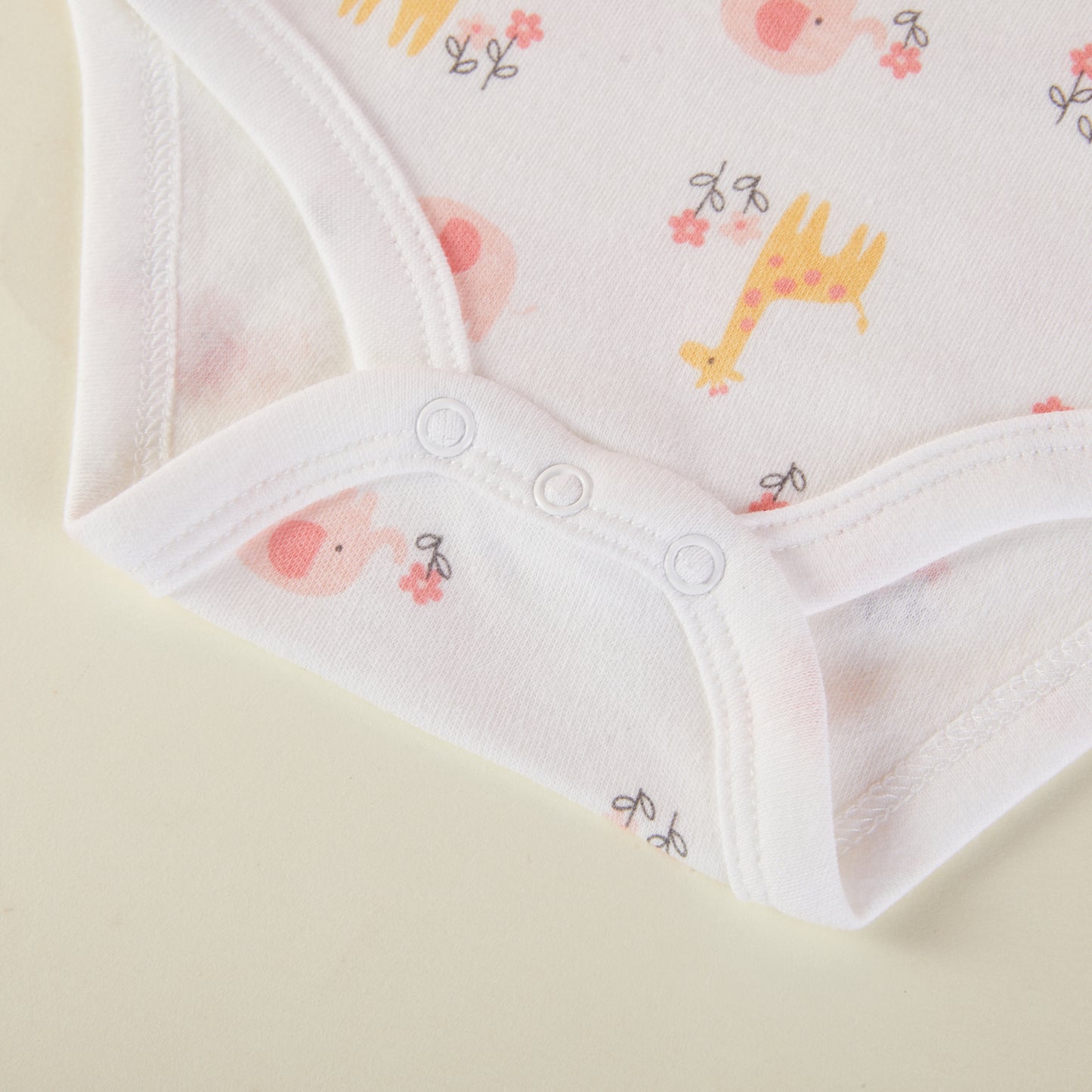 Baby Girls Giraffe & Elephant Pattern Bodysuits, Pack of 3