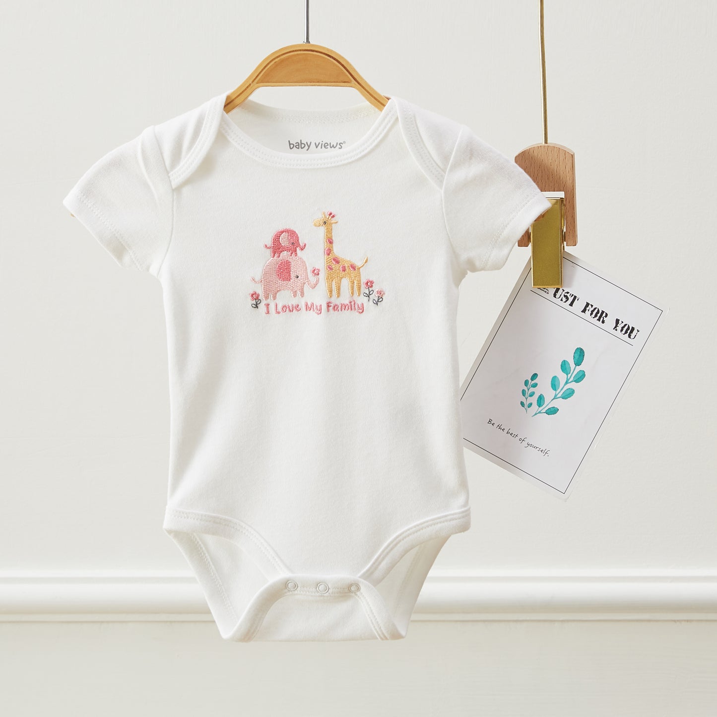 Baby Girls Giraffe & Elephant Pattern Bodysuits, Pack of 3