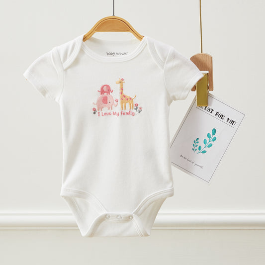 Baby Girls Giraffe & Elephant Pattern Bodysuits, Pack of 3