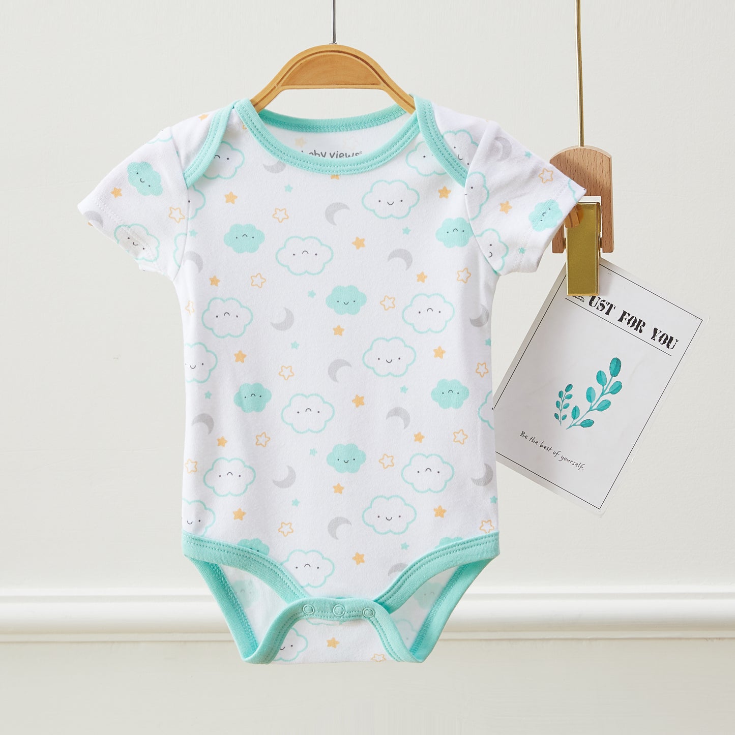 Baby Cloud Moon & Star Pattern Bodysuits, Pack of 3