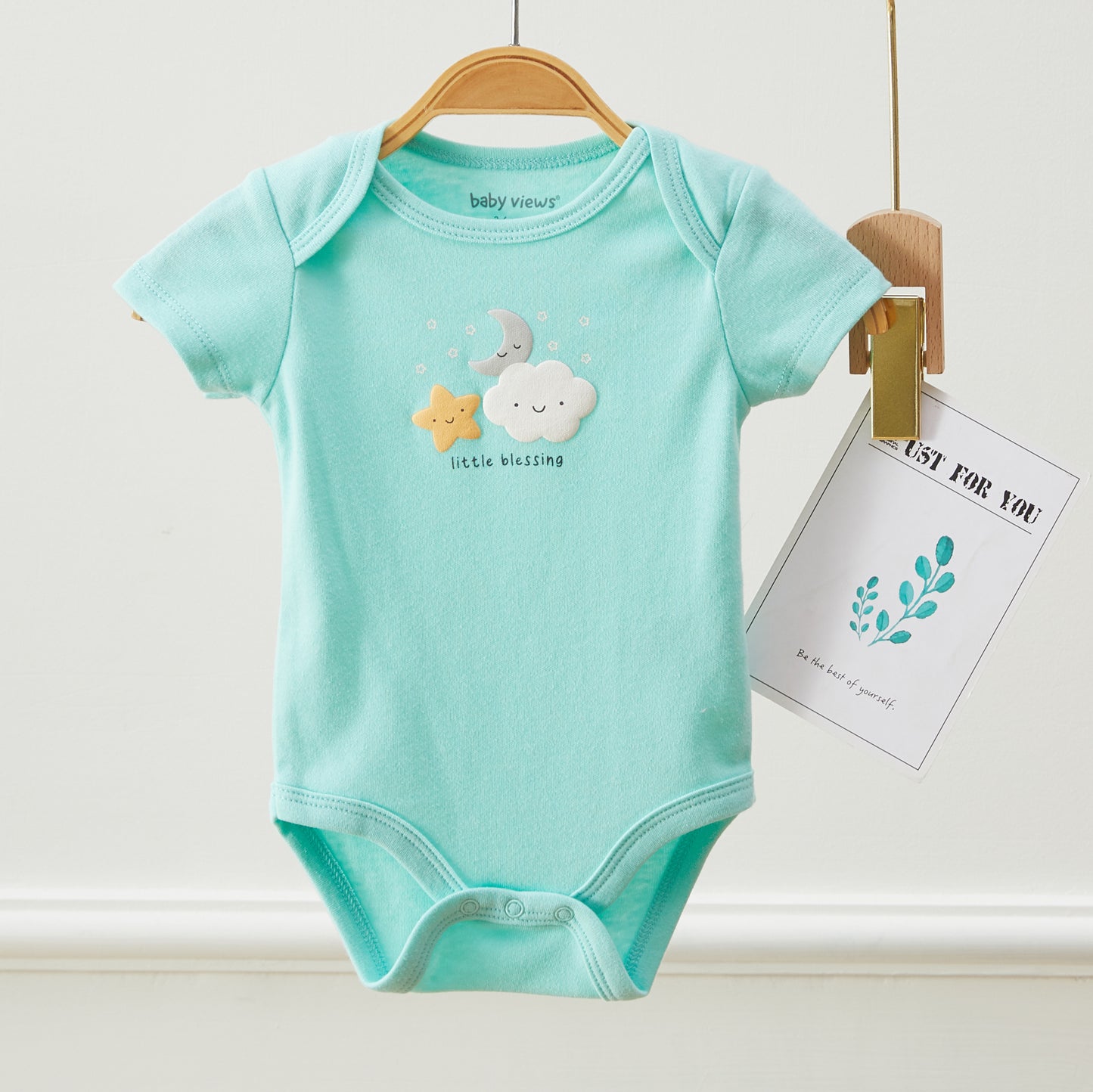 Baby Cloud Moon & Star Pattern Bodysuits, Pack of 3